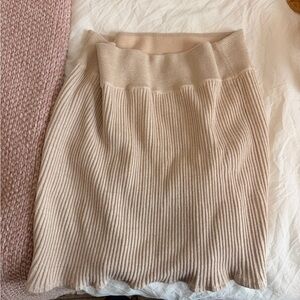 Free People Beige Ribbed Mini Skirt